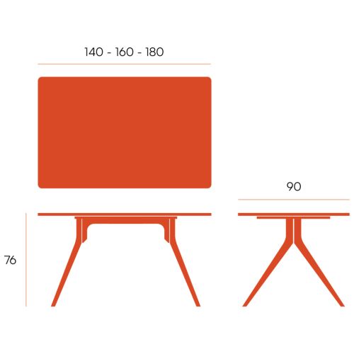 Mesa de Comedor Marfil Fija de 180 cm metal-Melamina ISEO