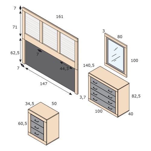Conjunto de Dormitorio de melamina JORDAN EVO Nº 37