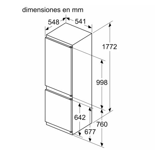 Frigorífico Combi Integrable 177 cm Cíclico Clase E Sistema de Puerta Deslizante Acero Antihuellas BOSCH KIV86VSE0