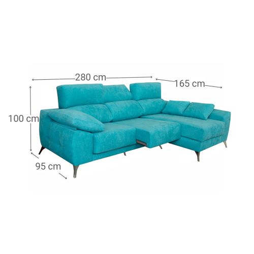 Chaise Longue Derecha con Patas Metálicas MALTA