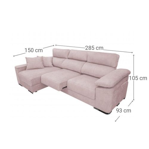 Sofá Chaise Longue 3 plazas con Arcón Izquierda MARIA