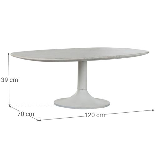 Mesa de Centro Metal-Mármol 120x39 cm Blanco MB-213351