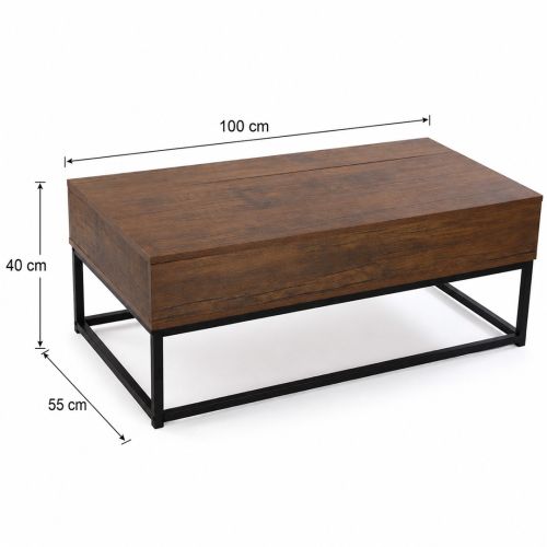 Mesa de Centro Elevable con Patas de Metal Negras 21300066