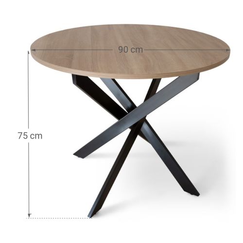 Mesa de Comedor Redonda de Madera y Metal BOLTON