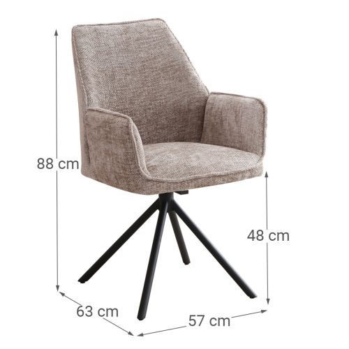 Silla Giratoria con Asiento Tapizado y Patas de Metal RAKEL