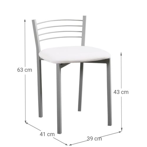 Taburete de Cocina con Estructura Metálica y Polipiel Blanco