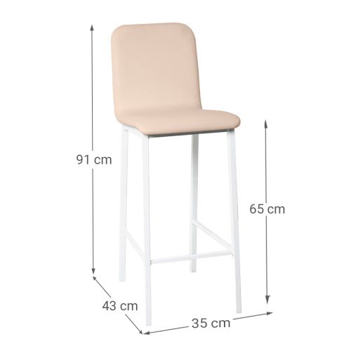 Taburete de Cocina de Metal Blanco con Asiento Tapizado TEBA