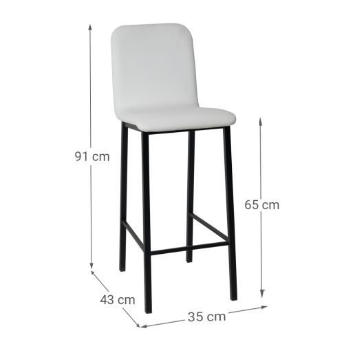 Taburete de Cocina de Metal Negro con Asiento Tapizado TEBA