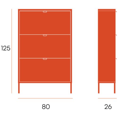 Zapatero abatible de 3 Puertas metálico TITANIA