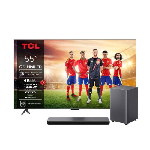 Televisor 55" TCL 55C6K con Barra de Sonido S55H Dolby Atmos 2.1