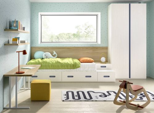 Dormitorio Juvenil con Cama Modular y Armario MUNDO JOVEN C218