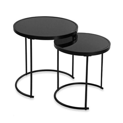 Set de 2 Mesillas Nido Negras de Cristal 18790785
