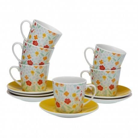 Juego de Té de Porcelana con 6 Tazas y Platos FLANDES 20090539
