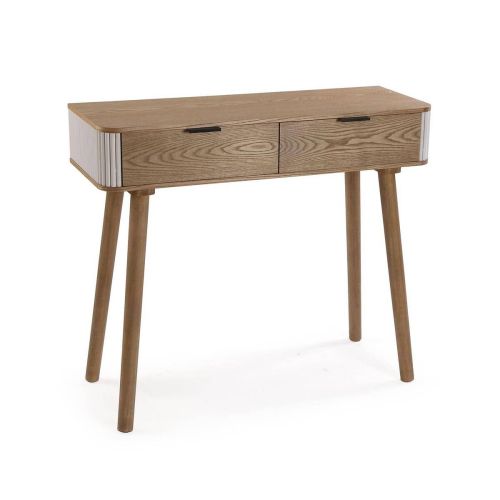 Consola de 2 Cajones Color Natural-Blanco 90 cm 19880048