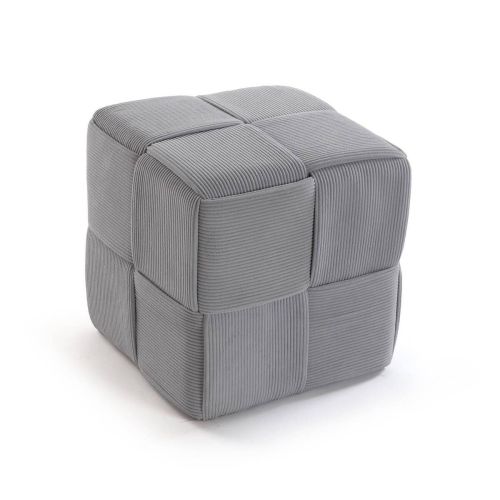 Puf Cuadrado Algodón-MDF Gris CORDUROY 22670003