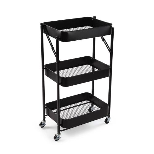 Carro Plegable Metálico con 3 Cestas en Color Negro 22250185