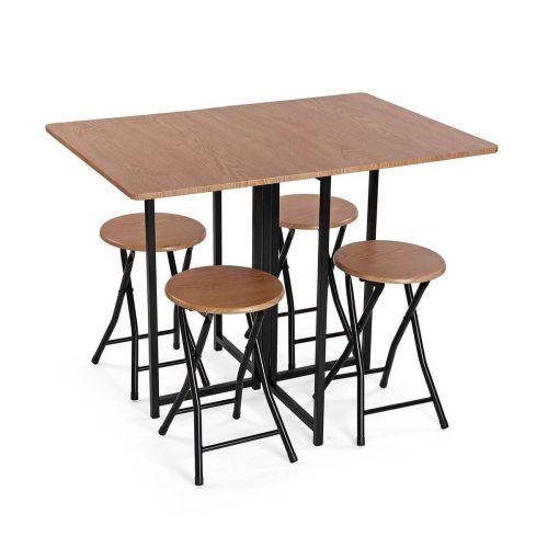 Juego de Mesa Plegable y 4 Sillas MDF y Metal 20880176