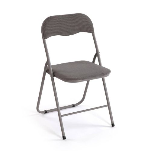 Silla Plegable Tapizada en Metal Gris Oscuro LIRA CORDUROY 22930004