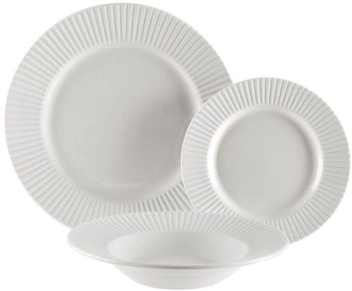 Vajilla de Porcelana 18 Piezas Relieve Rayas 22460009
