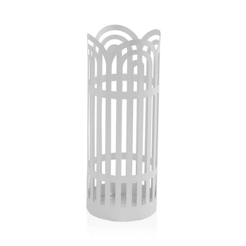 Paragüero Metálico Arco Redondo Blanco con Bandeja de PVC 21700268