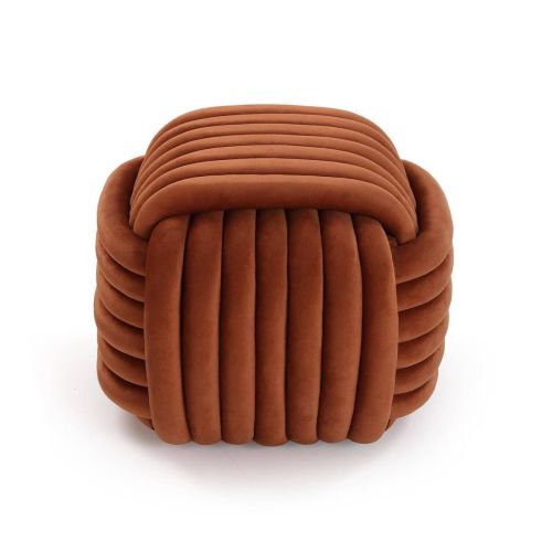 Puf Cuadrado Tapizado en Poliéster Marrón KNOT 22640028