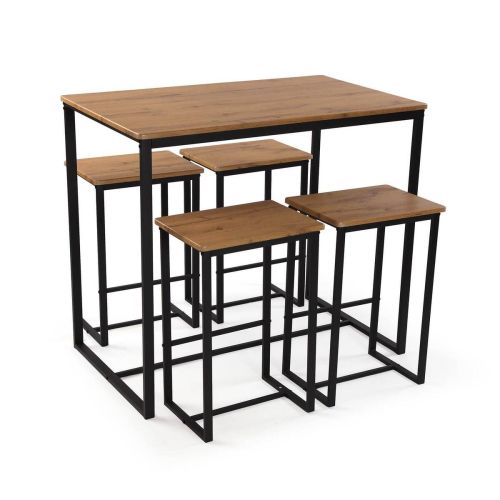 Set de Mesa con 4 Taburetes Madera y Metal 20880134