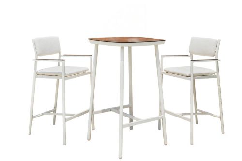 Mesa Alta con Taburetes de Aluminio y Cojines COPENHAGUE BAR Blanco