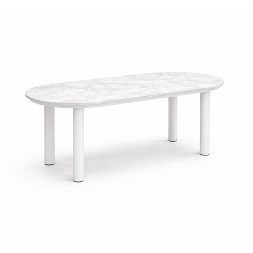 Mesa de Jardín Blanca 180 cm Aluminio Mármol ALGECIRAS