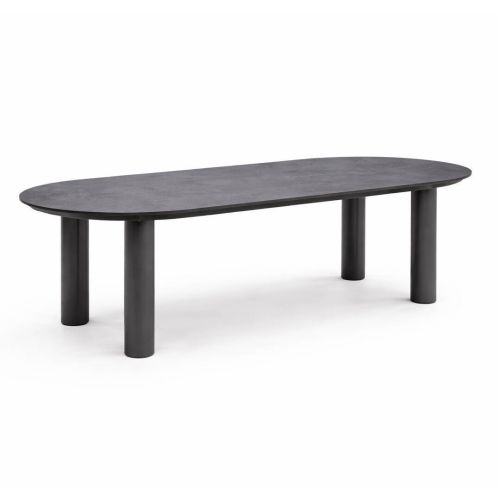 Mesa de Jardín Antracita 240 cm Aluminio Mármol ALGECIRAS