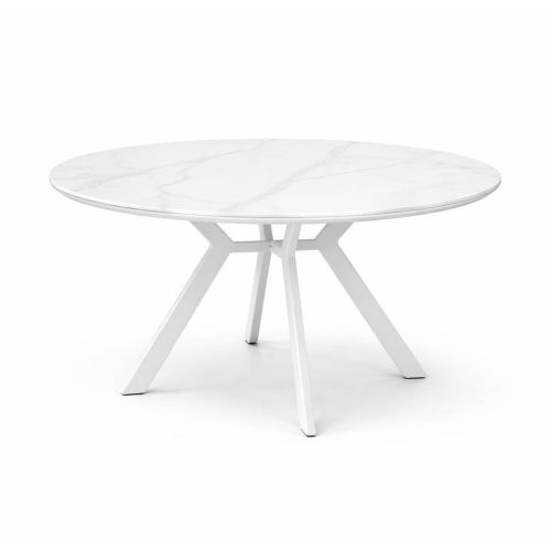 Mesa de Jardín Redonda de 110 cm Cerámica Blanca BARCELONA