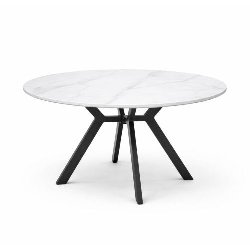 Mesa de Jardín Redonda de 110 cm Cerámica Antracita BARCELONA