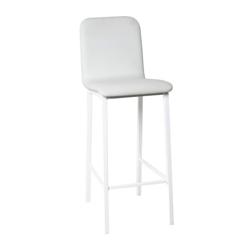 Taburete de Cocina de Metal Blanco con Asiento Tapizado TEBA