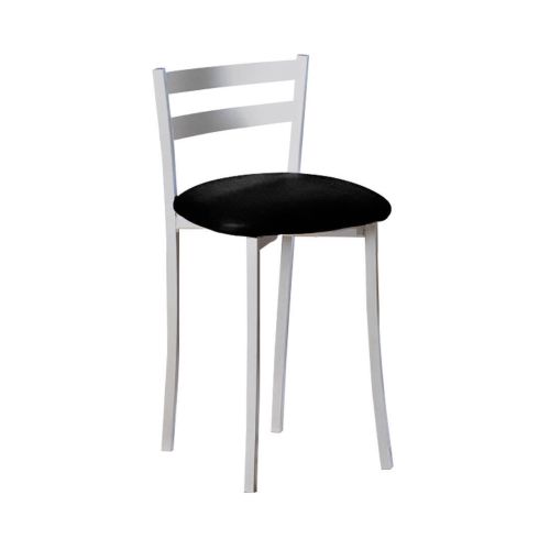 Taburete Bajo con Respaldo y Asiento Tapizado de Aluminio 917/AL