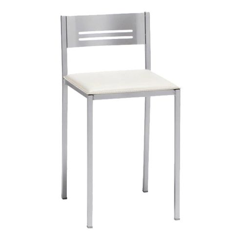 Taburete Bajo con Respaldo y Asiento Tapizado de Aluminio 833/AL