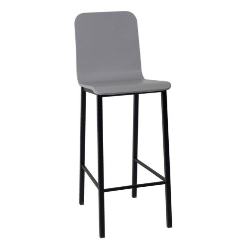 Taburete de Cocina de Metal en Negro con Asiento de Madera TEBA