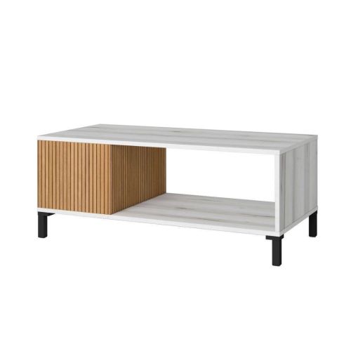 Mesa de Centro de Melamina y Metal Acabado Albo y Rayado Natural TOKIO TR9920