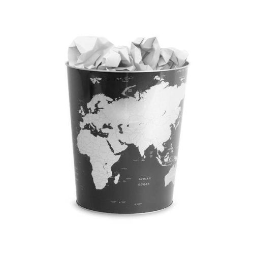 Papelera Decorativa de Lata con Diseño Mapa Mundi GLOBE 25566