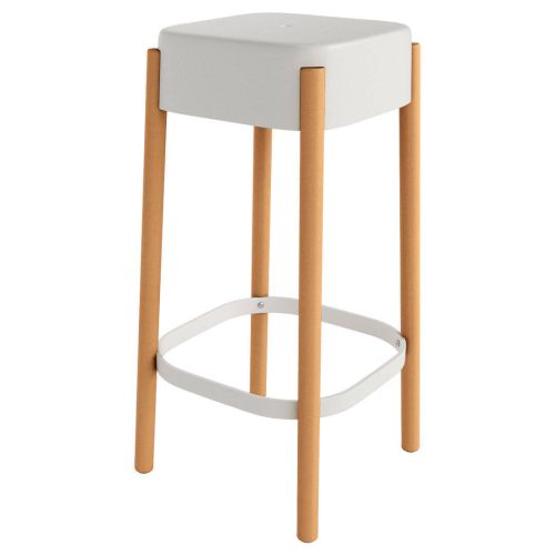 Taburete con Patas de Madera de Color Blanco VISBY CG1646DB