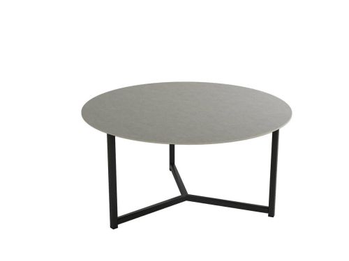 Mesa de centro 80 cm con estructura metálica negra y sobre porcelánico acabado piedra BALEAR