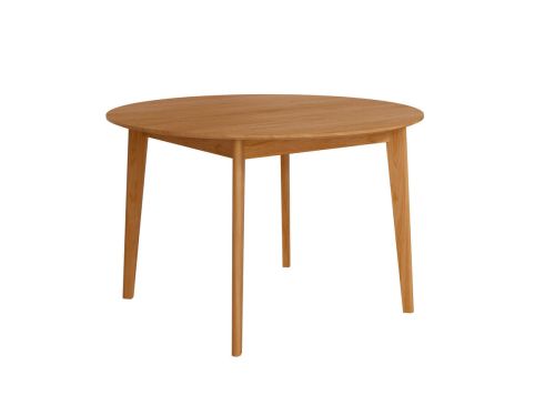 Mesa de Comedor Fija Redonda de Madera Roble y Sobre Biselado de 25 mm 100 cm AURA