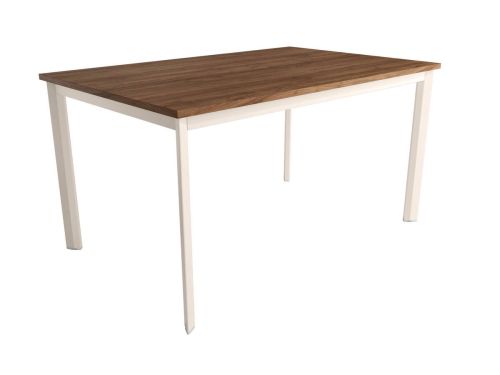 Mesa de comedor fija cuadrada de metal Acabado marfil y sobre de melamina GARDA