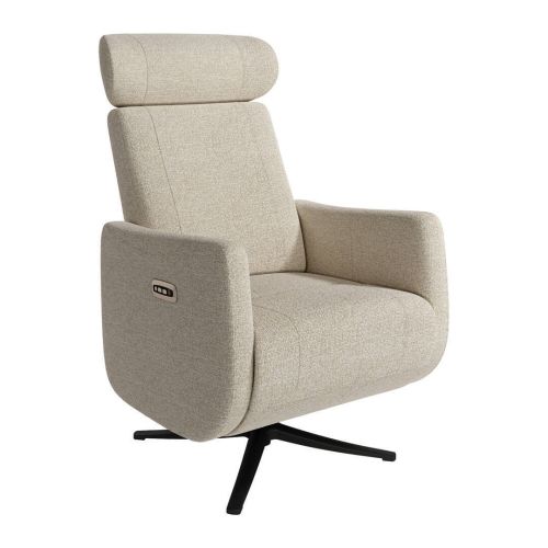 Sillón Relax Eléctrico Giratorio en Tela Nácar con USB VERA
