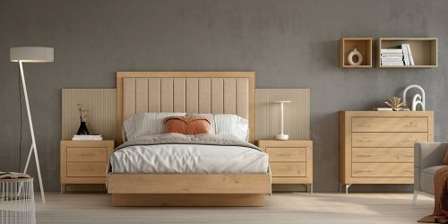 Conjunto de Dormitorio JORDAN EVO Color Roble Natural, Tierra y Perla Nº 31