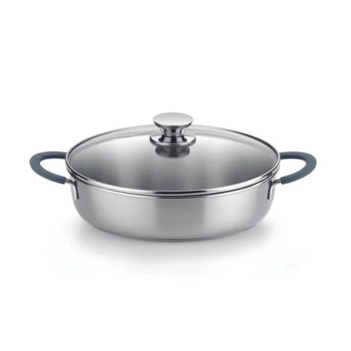 Rustidera BRA Master 26 cm Acero Inoxidable con Tapa de Vidrio A450556