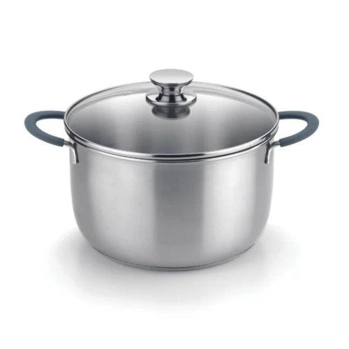 Olla BRA Master 24 cm Acero Inoxidable con Tapa de Vidrio A453955