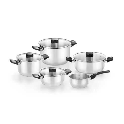 Bateria de Cocina Monix de Acero Inoxidable con Tapas de Cristal ELITE M240002