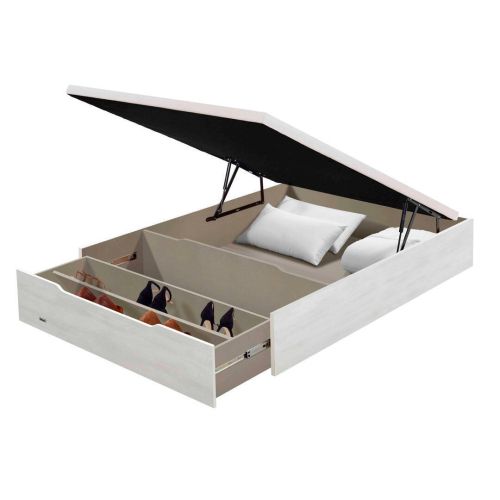 Canapé Abatible 135x190 cm de Madera con Zapatero Blanco Veta