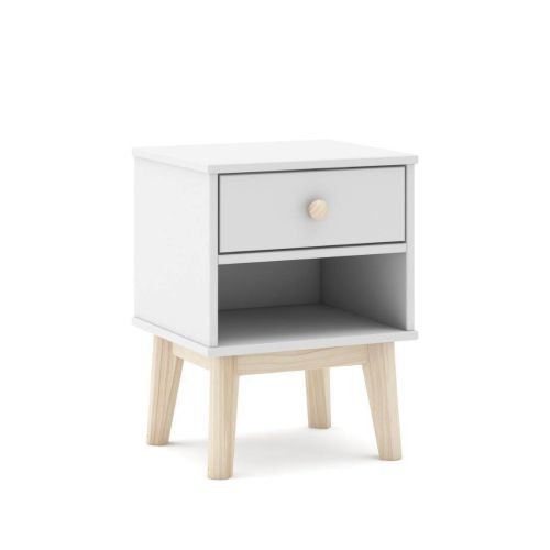Mesita de Noche con Cajón color Blanco ESTEBAN