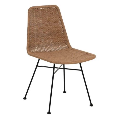 Silla de Comedor con Asiento Trenzado y Patas de Acero 611270