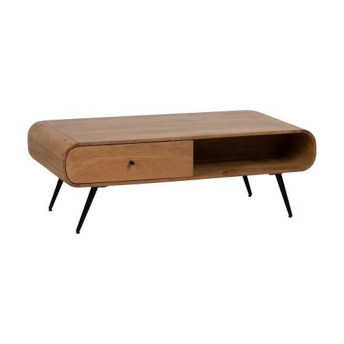 Mesa de Centro Natural en Madera de Mango con Cajón y Hueco 120 cm 612706